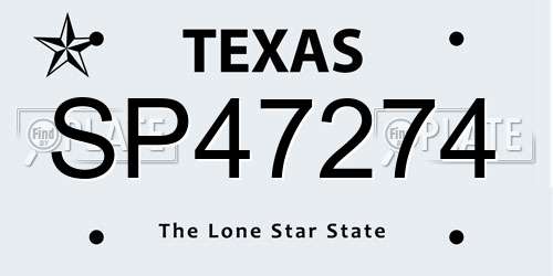 SP47274 Texas License Plate