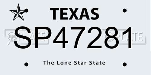SP47281 Texas License Plate