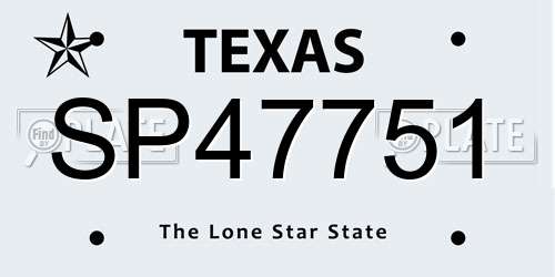SP47751 Texas License Plate
