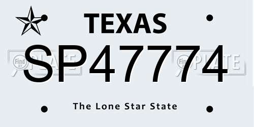 SP47774 Texas License Plate