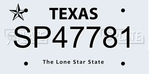 SP47781 Texas License Plate