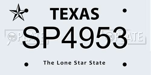 SP4953 Texas License Plate