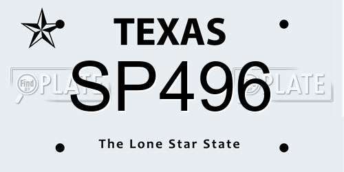 SP496 Texas License Plate