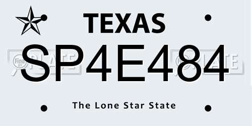 SP4E484 Texas License Plate
