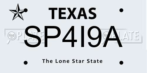 SP4I9A Texas License Plate