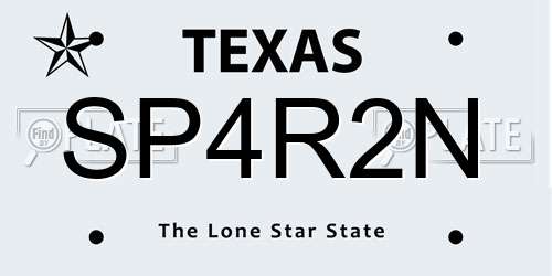 SP4R2N Texas License Plate