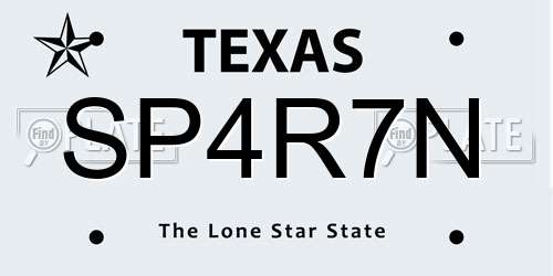 SP4R7N Texas License Plate