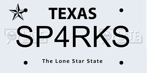 SP4RKS Texas License Plate