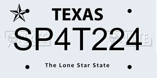 SP4T224 Texas License Plate