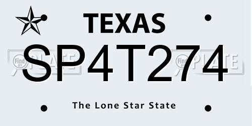 SP4T274 Texas License Plate
