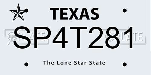 SP4T281 Texas License Plate
