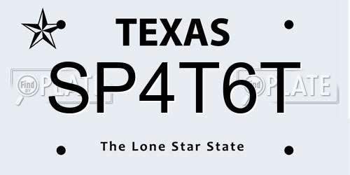 SP4T6T Texas License Plate