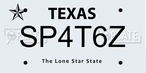 SP4T6Z Texas License Plate