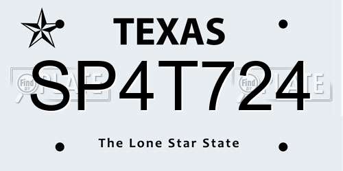 SP4T724 Texas License Plate