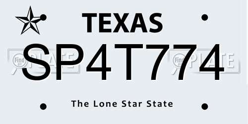 SP4T774 Texas License Plate