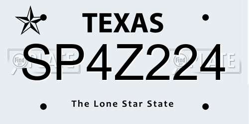 SP4Z224 Texas License Plate