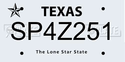 SP4Z251 Texas License Plate