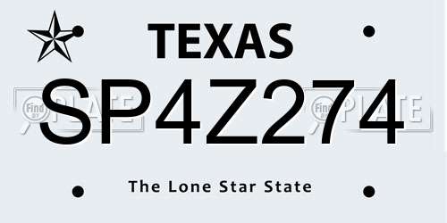 SP4Z274 Texas License Plate