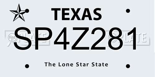 SP4Z281 Texas License Plate