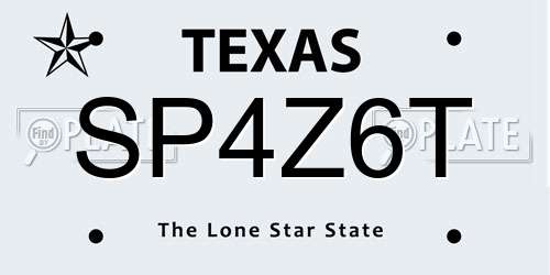 SP4Z6T Texas License Plate