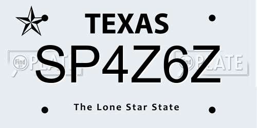 SP4Z6Z Texas License Plate