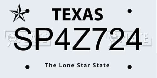 SP4Z724 Texas License Plate