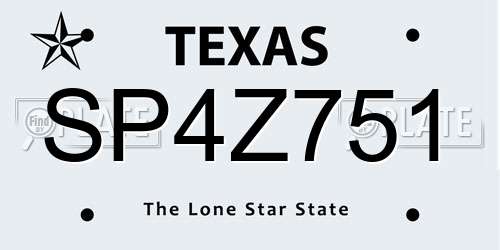SP4Z751 Texas License Plate