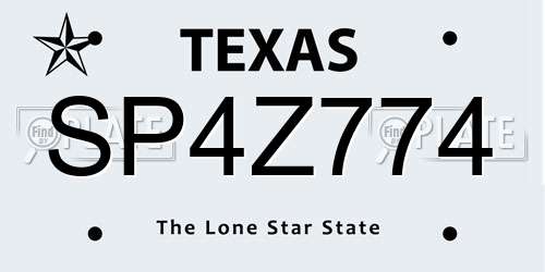 SP4Z774 Texas License Plate
