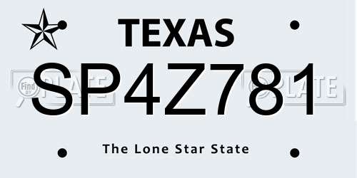 SP4Z781 Texas License Plate