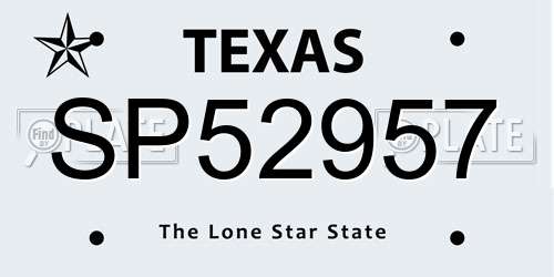 SP52957 Texas License Plate