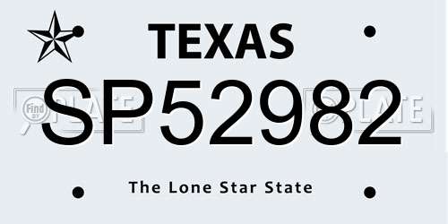 SP52982 Texas License Plate