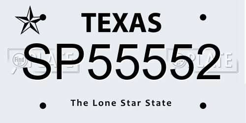 SP55552 Texas License Plate