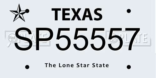 SP55557 Texas License Plate