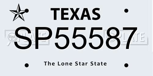 SP55587 Texas License Plate