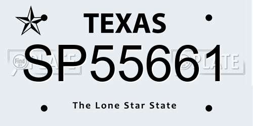 SP55661 Texas License Plate