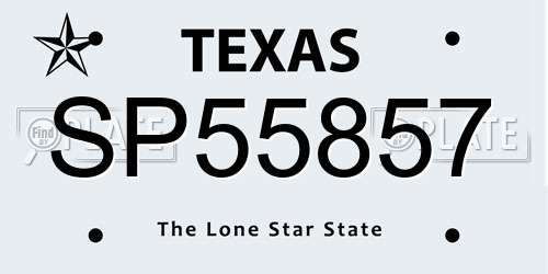 SP55857 Texas License Plate