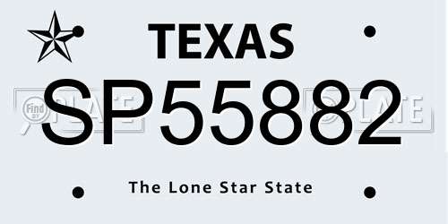 SP55882 Texas License Plate