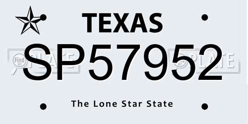 SP57952 Texas License Plate