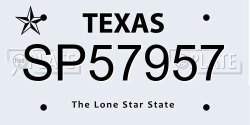 SP57957 Texas License Plate