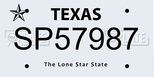 SP57987 Texas License Plate