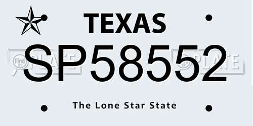 SP58552 Texas License Plate