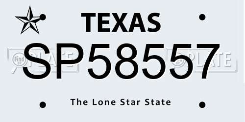 SP58557 Texas License Plate