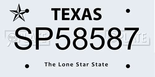 SP58587 Texas License Plate