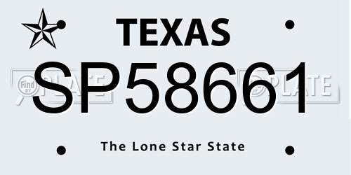 SP58661 Texas License Plate