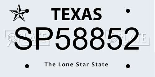 SP58852 Texas License Plate
