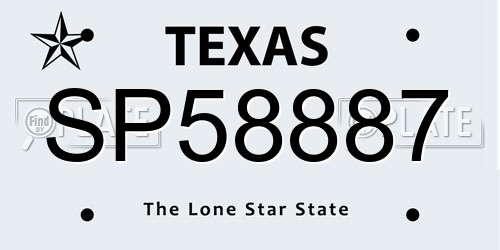 SP58887 Texas License Plate