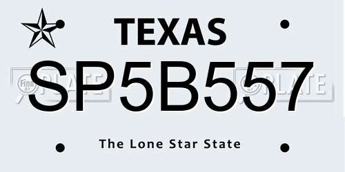 SP5B557 Texas License Plate
