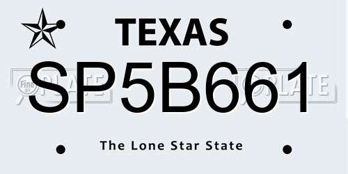 SP5B661 Texas License Plate