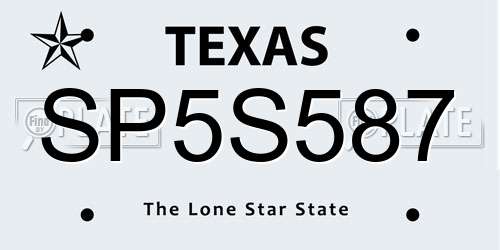 SP5S587 Texas License Plate