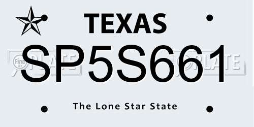 SP5S661 Texas License Plate
